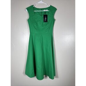 Mixinni Women's Dress Retro 50's Green Fit & Flare Rockabilly Small New With Tag